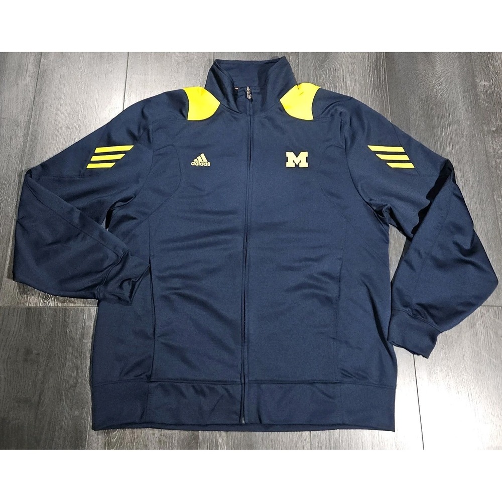 Adidas Michigan Wolverines Climalite Track‎ Jacket Men L Blue Scorch College